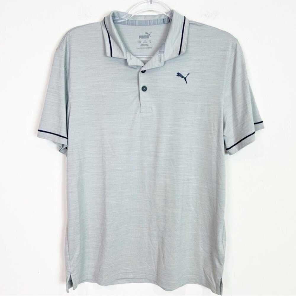 PUMA GRAY WITH BLACK TRIM CLOUDSPUN POLO SHORT SLEEVE GOLF SHIRT YOUTH LARGE